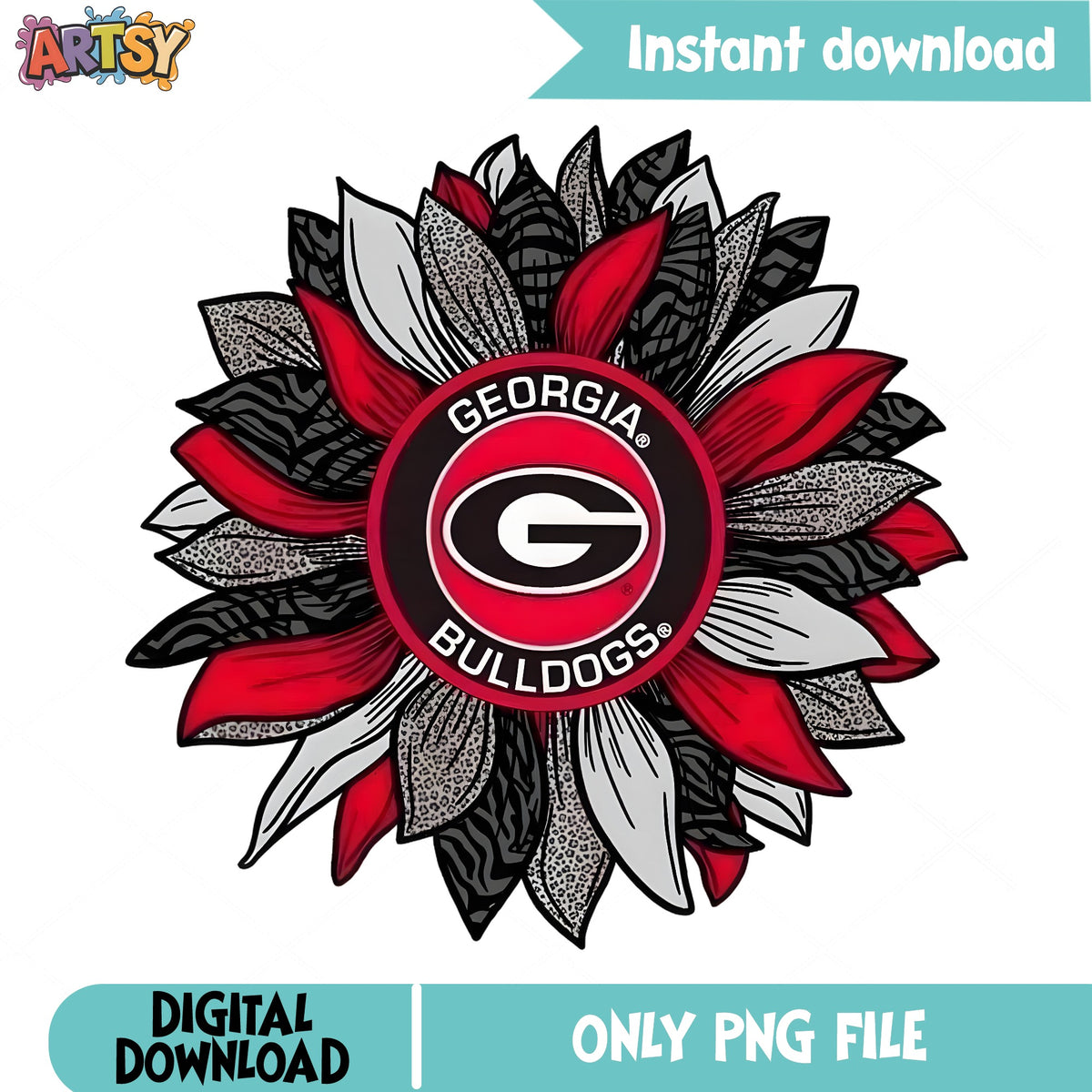 Georgia Bulldogs Sunflower PNG, UGA Bulldogs PNG, Football PNG