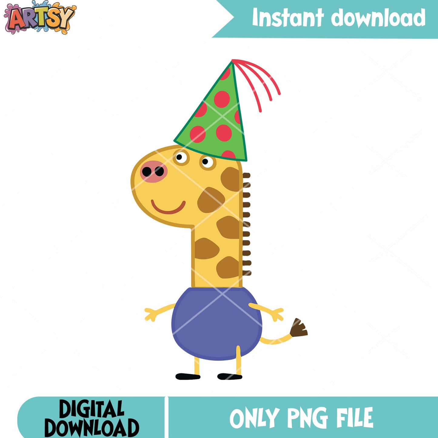 Gerald Giraffe png, Peppa Pig png, Birthday party png