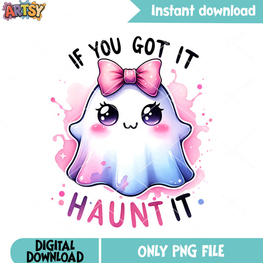 Ghost baby pink aura png, ​pink bow tie png, halloween scary png