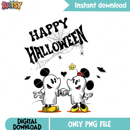 Ghost costume mickey and minnie png, scary spider png, scary bats png