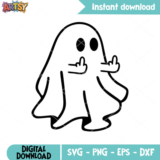 Ghost middle finger svg, funny ghost svg, cute ghost svg