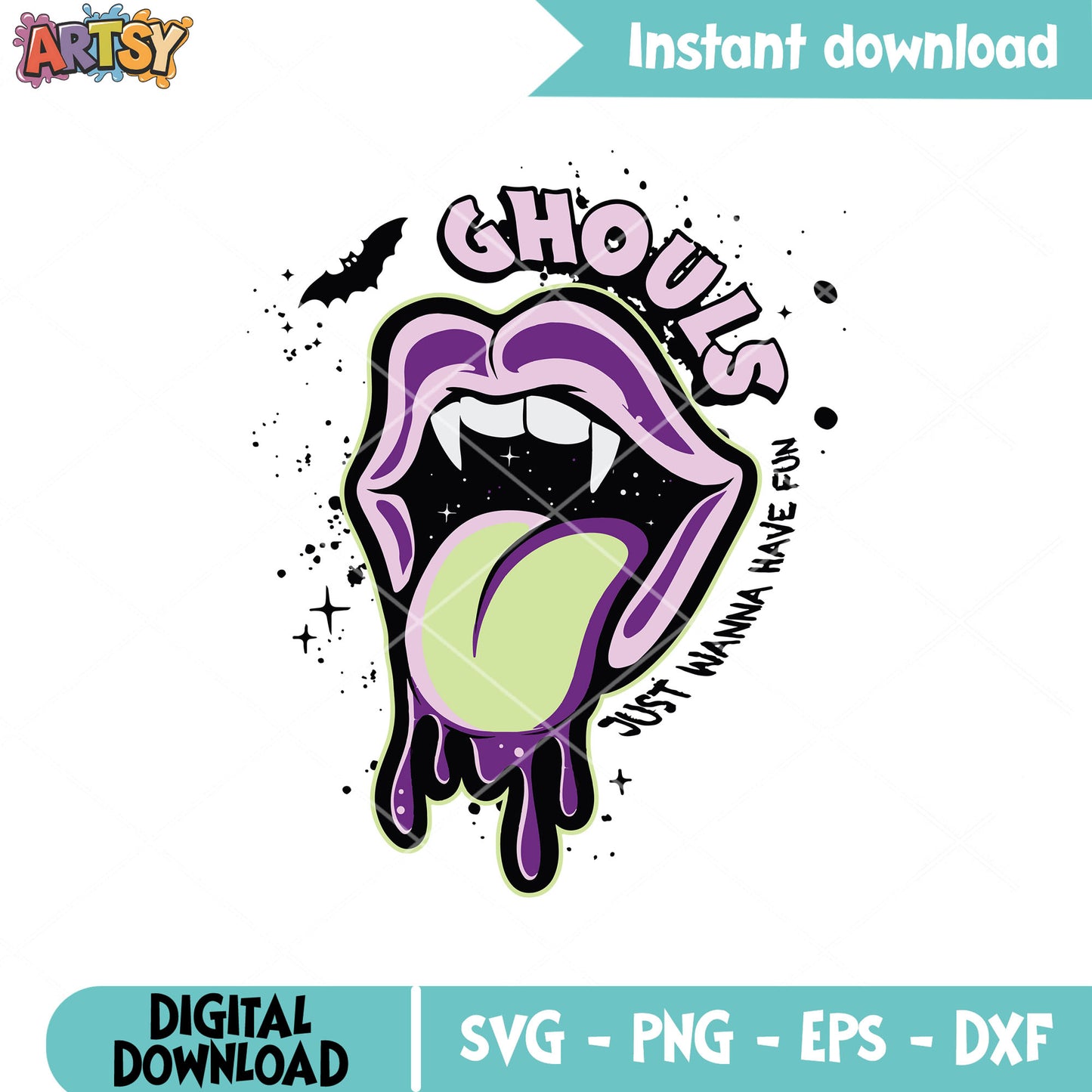 Ghouls just wanna have fun svg, ghoul mouth​ svg, ghouls halloween svg