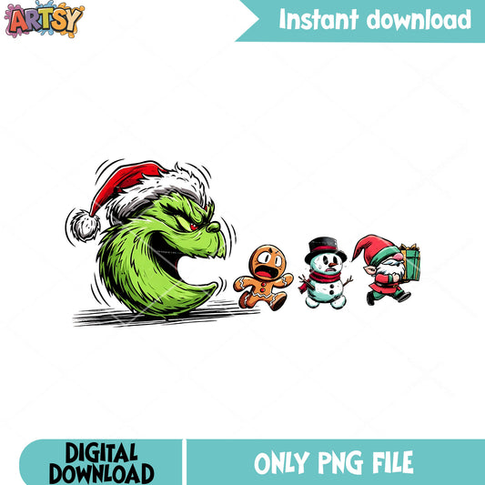 Gingerbread man run Grinch png, Santa hat png, snowman png