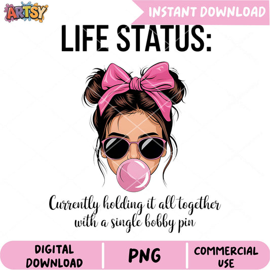Girl Boss PNG Life Status Design