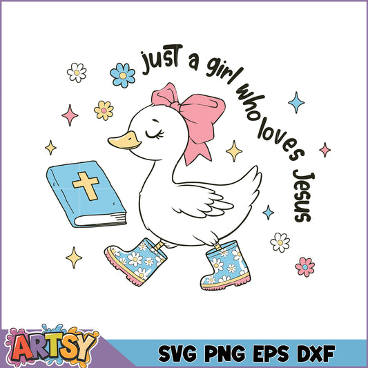 Girl Loves Jesus SVG Cute Duck Design