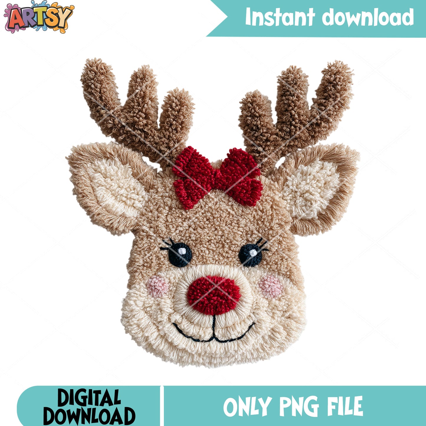 Girl deer christmas png, merry christmas png, christmas gifts png