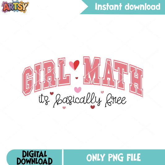 Girl math valentine png, valentine poster png, happy valentines png