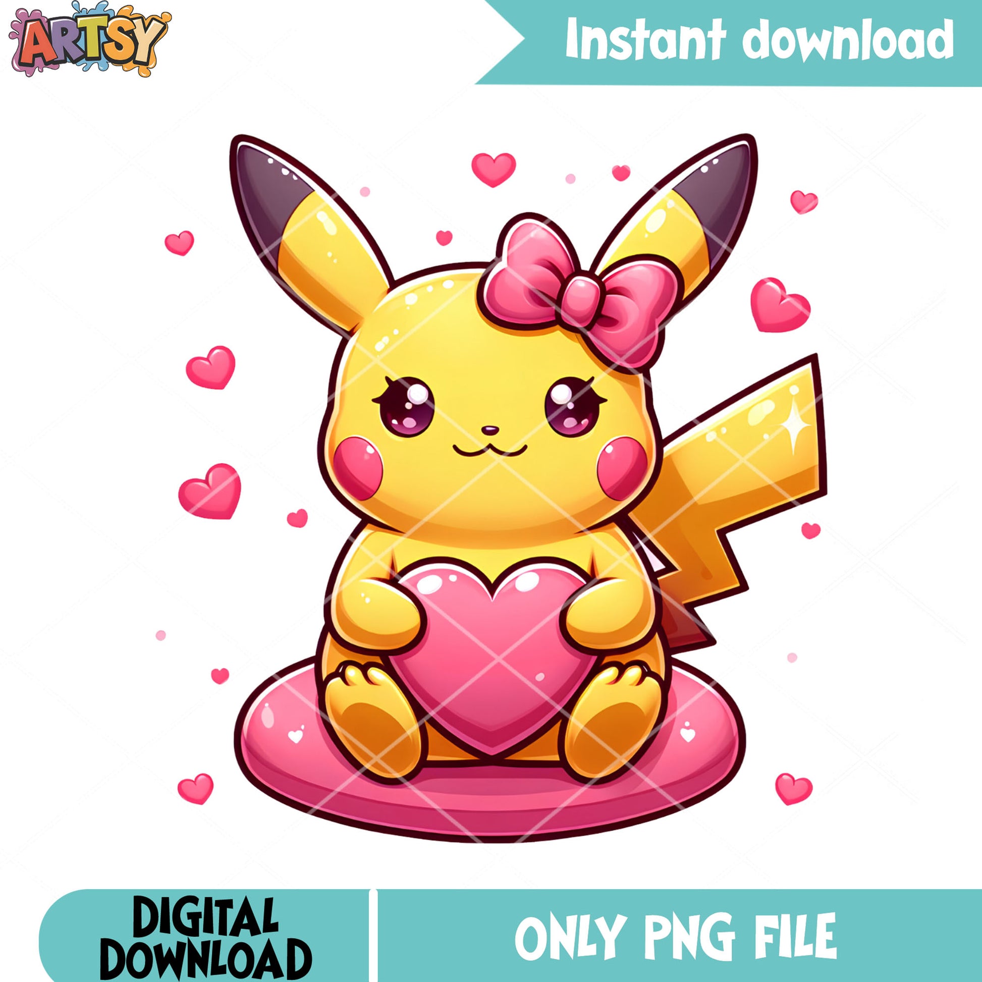 Girl pikachu heart valentines png, pokemon png, valentine vibes png