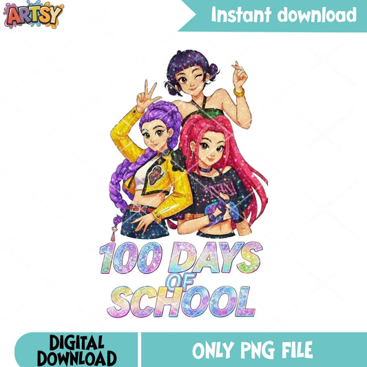 Girl school kpop png, 100 days of school png, huntrix girls png