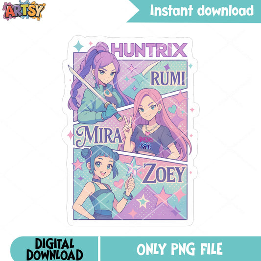 Girls poster anime huntrx kpop png, girl pose kpop png, girls kpop png