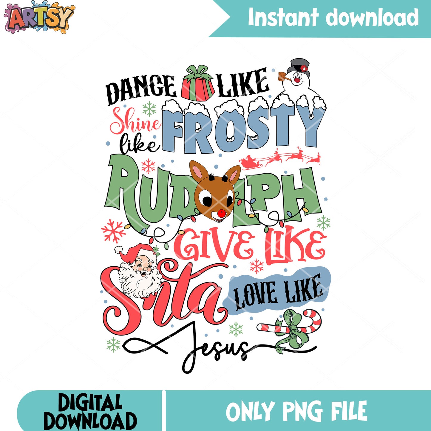 Give santa love like jesus png, santa claus png, frosty the snowman png