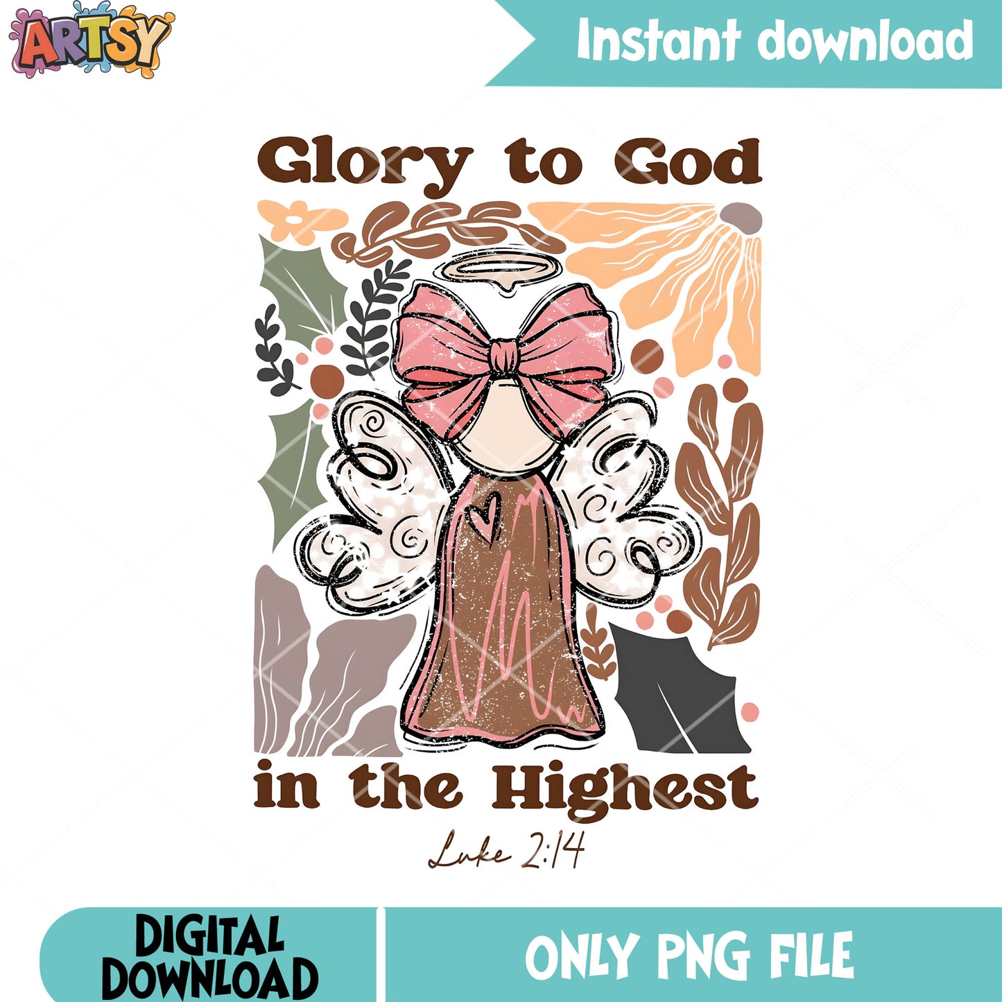 Glory to god highest png, christmas angel illustration png, angel png