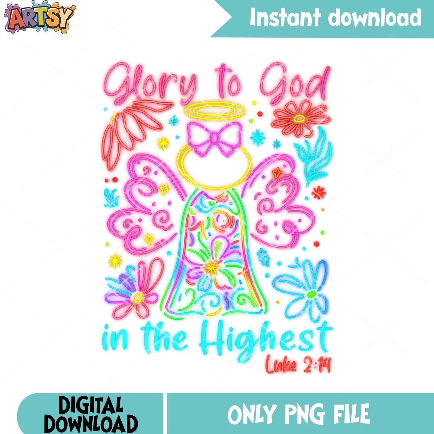 Glory to god in the highest png, merry xmas png, christmas decor png
