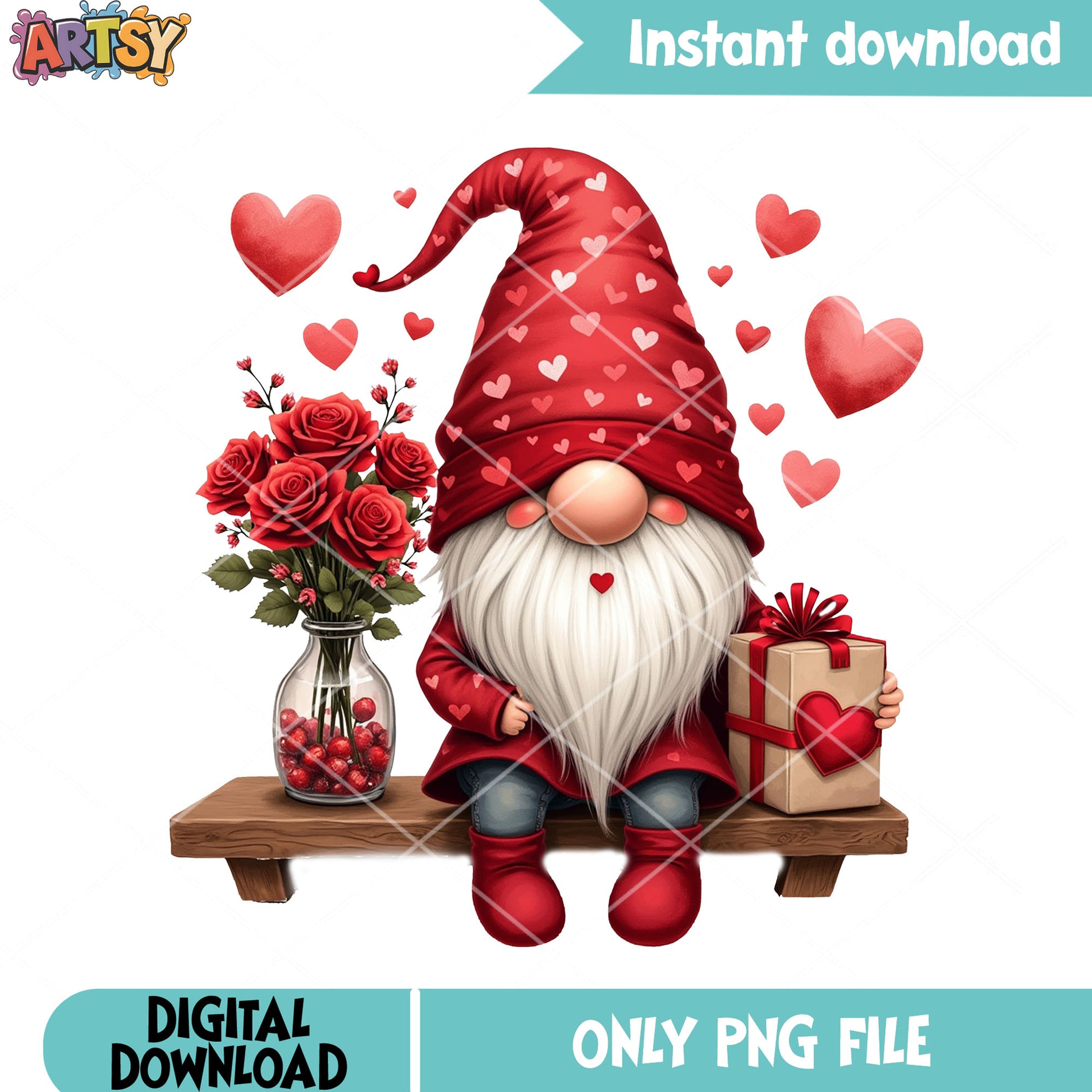 Gnome gifts valentines png, valentines vibes png, valentines poster png