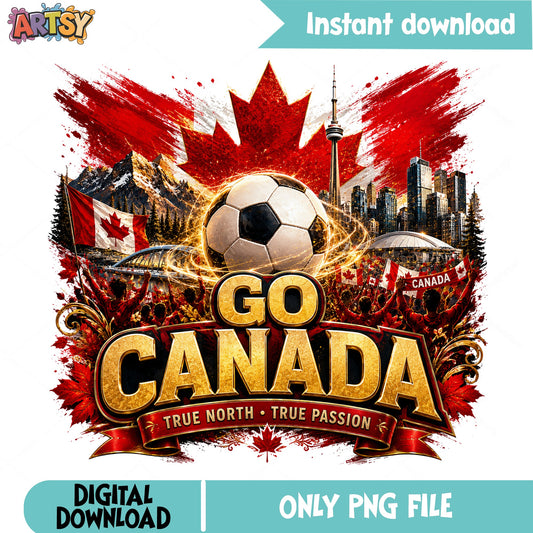 Go Canada Soccer PNG, Canada Football Fan Shirt, Sports PNG