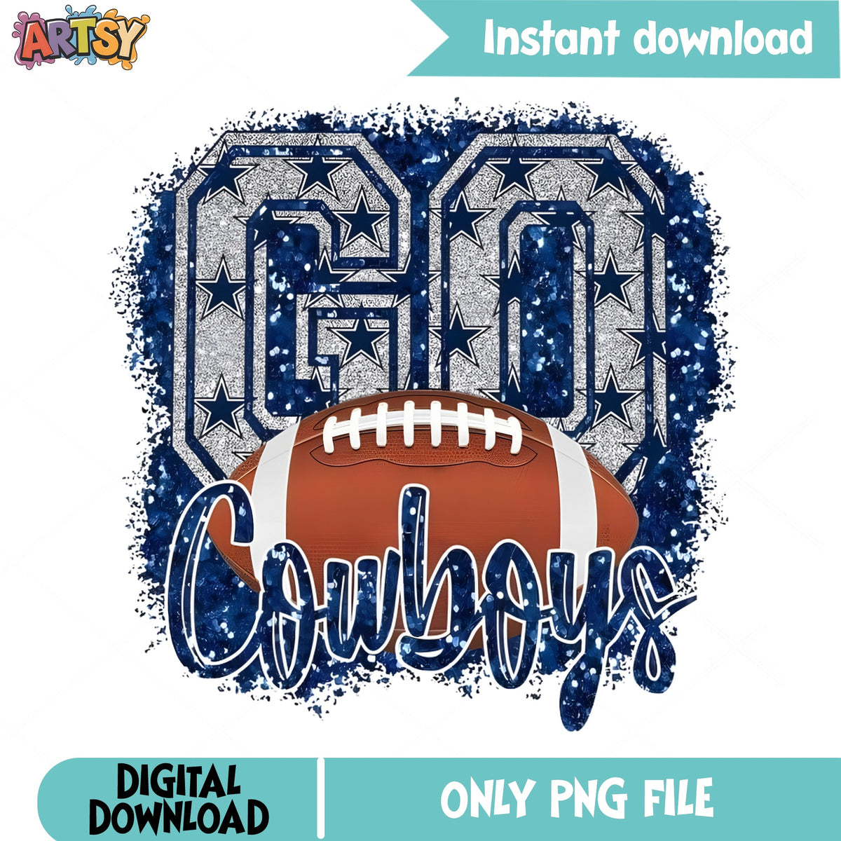 Go Cowboys PNG, Dallas Cowboys Football Sublimation, NFL PNG