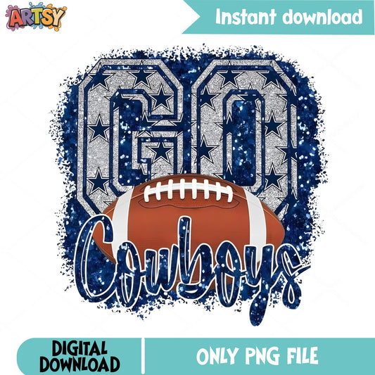 Go Cowboys PNG, Dallas Cowboys Football Sublimation, NFL PNG