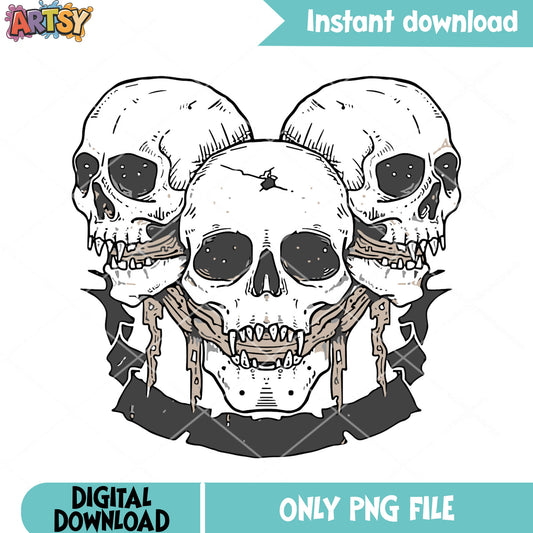 Godthic Creepy art png, skull monster png, halloween scary png