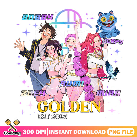 Golden est 2025 design png, huntrix song png, kpop netflix png