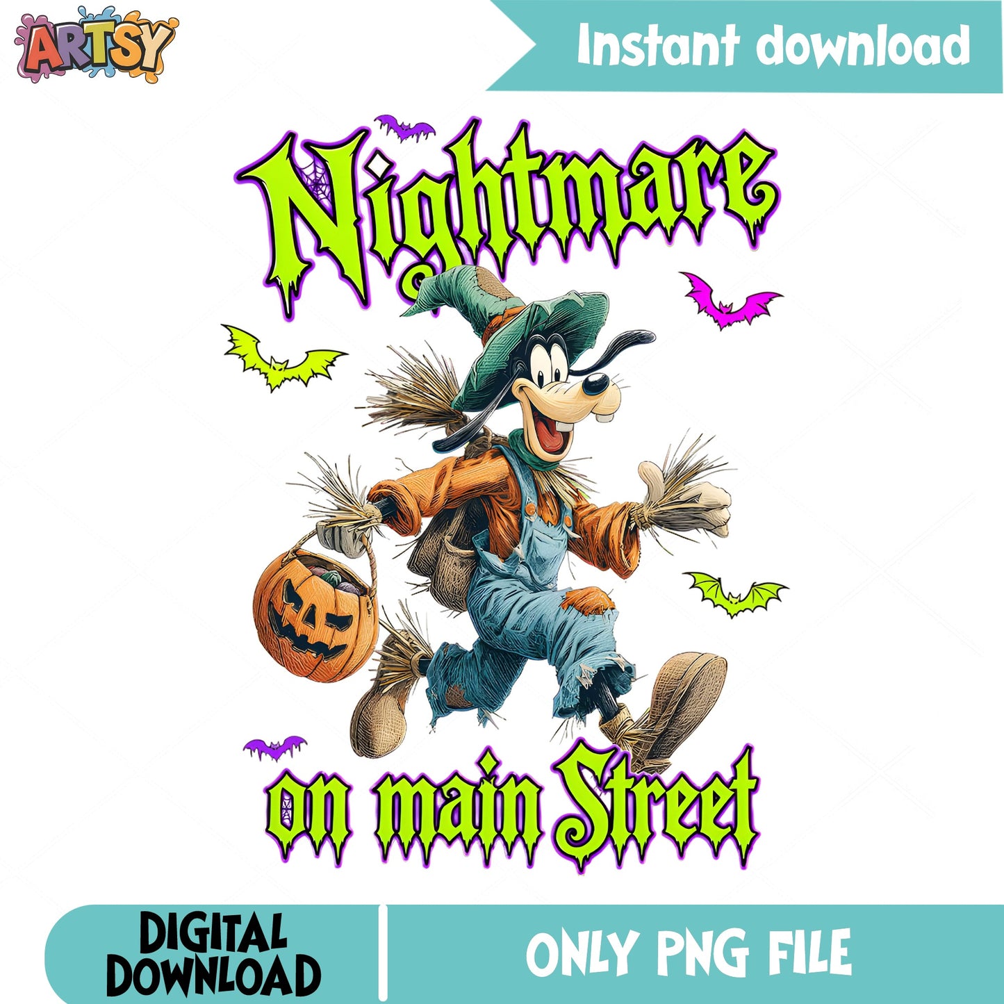 Goofy Nightmare On Main Street PNG, Disney Halloween PNG, Spooky Disney PNG
