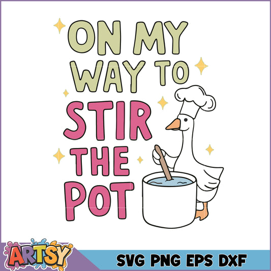 Goose Stirring Pot SVG Cut File