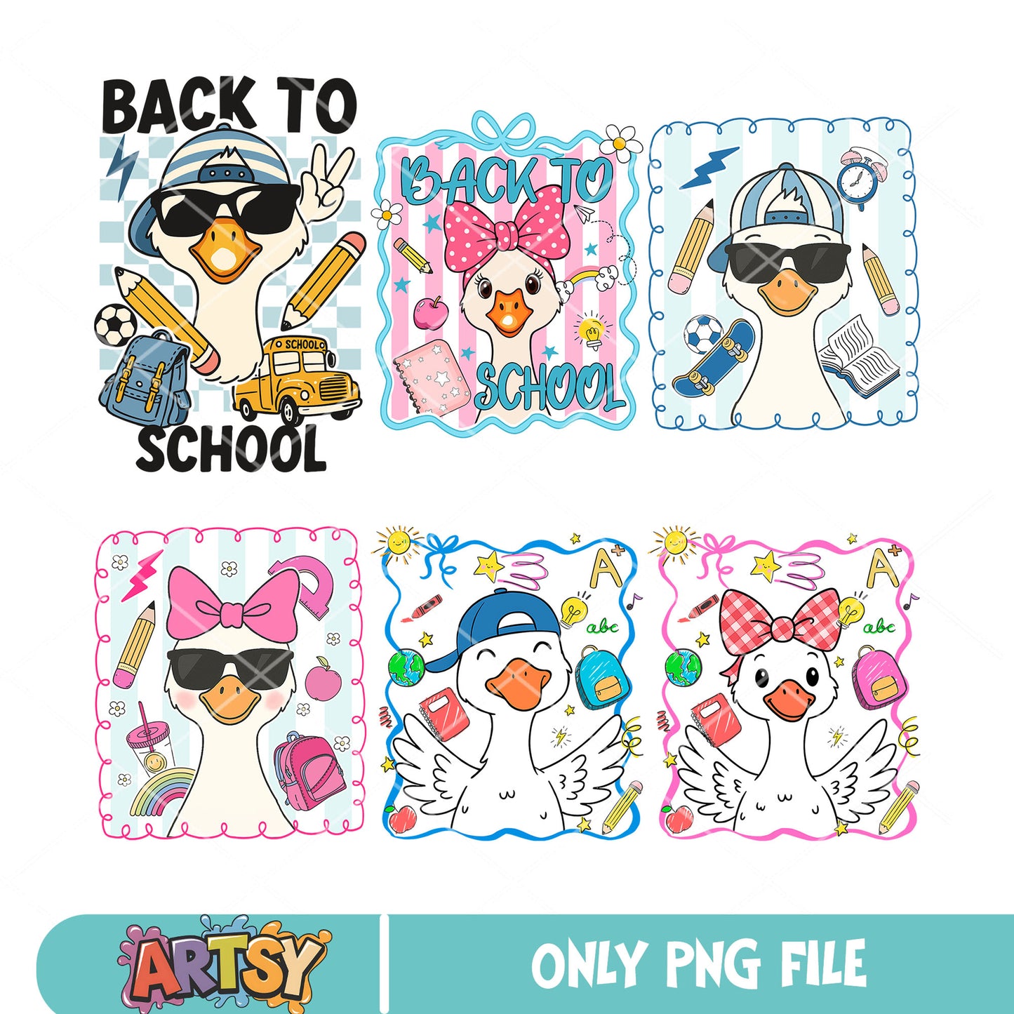 Goose back to school png bundle, silly goose png, back to school png