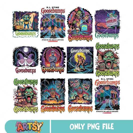 Goosebump halloween png bundle, goosebumps movie​ png, horror halloween png