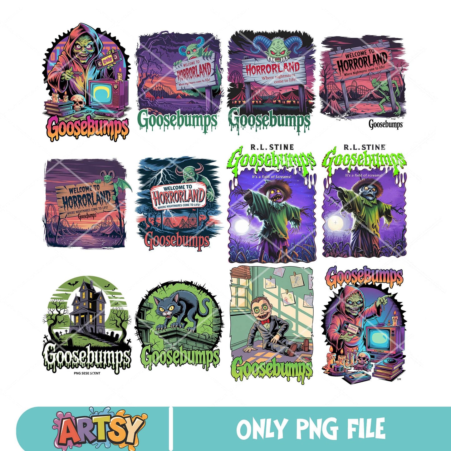 Goosebump horror png bundle, goosebumps movie​ png, horror halloween png