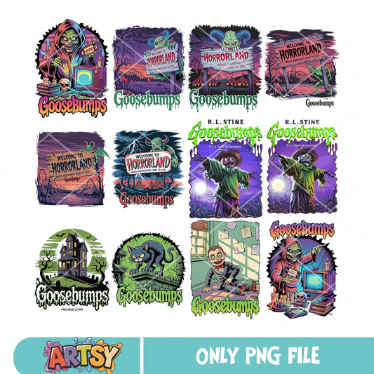 Goosebump horror png bundle, goosebumps movie​ png, horror halloween png