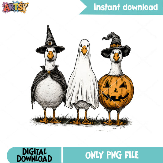 Goose halloween vibes png design, silly goose png, goose halloween png