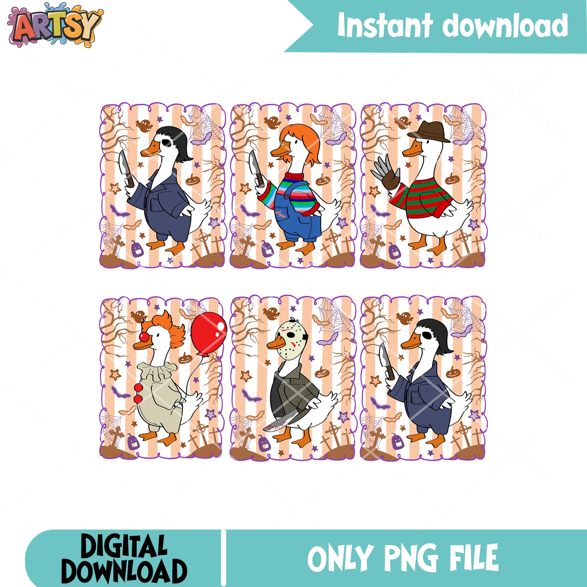 Goose horror movies png bundle, goose halloween png, horror goose​ png