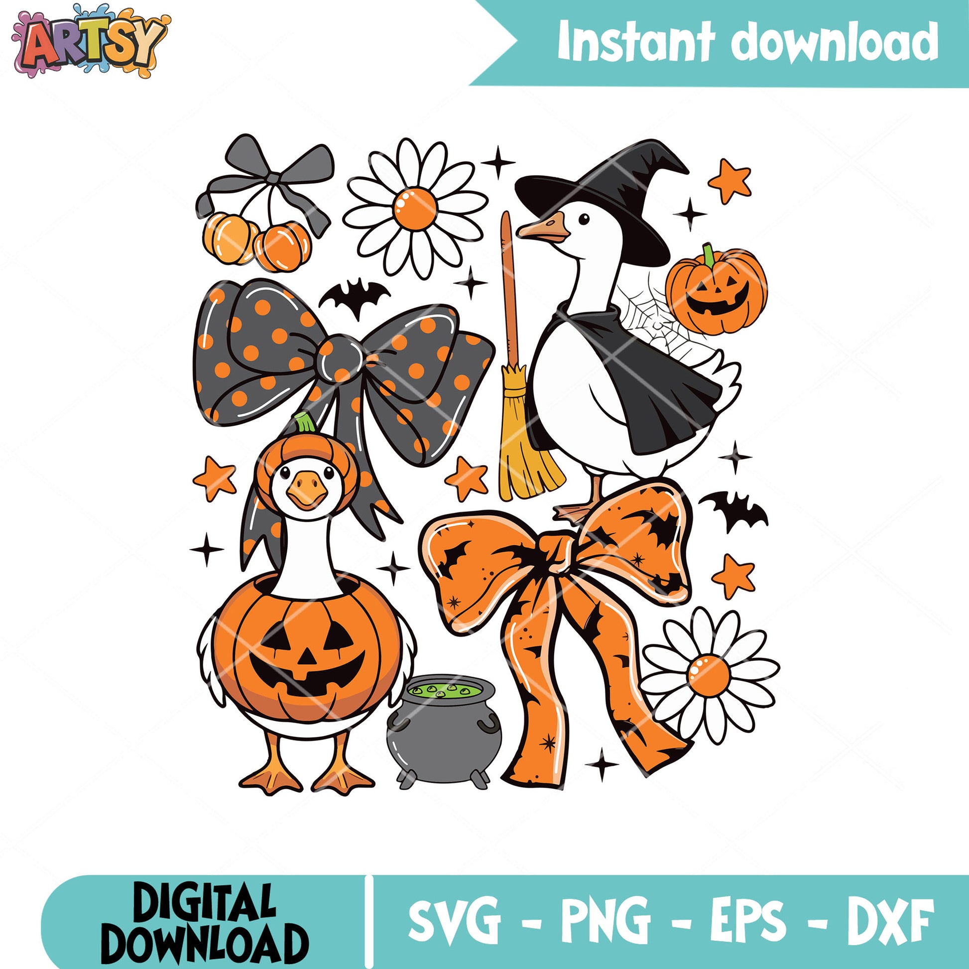 Goose pumpkin bow tie svg, goose halloween svg, bow halloween svg