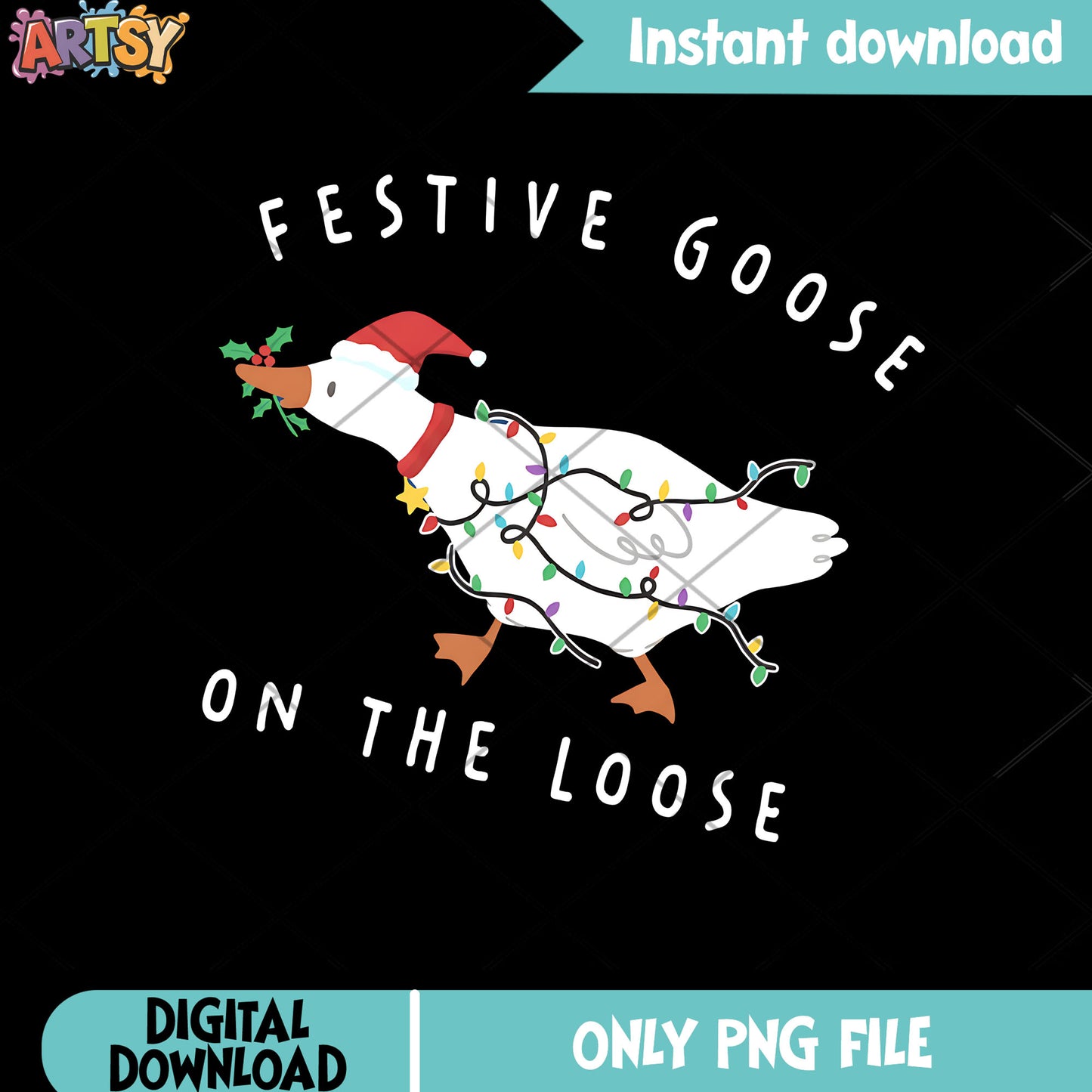 Goose with the christmas png, xmas png, christmas costume png