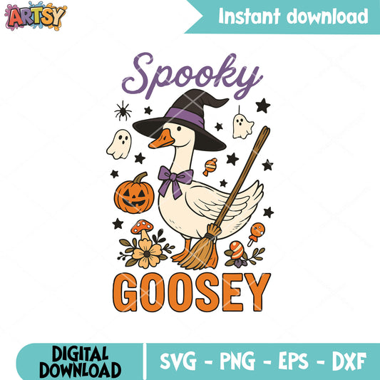Goosey spooky witch design svg, witch goose svg, halloween goose svg