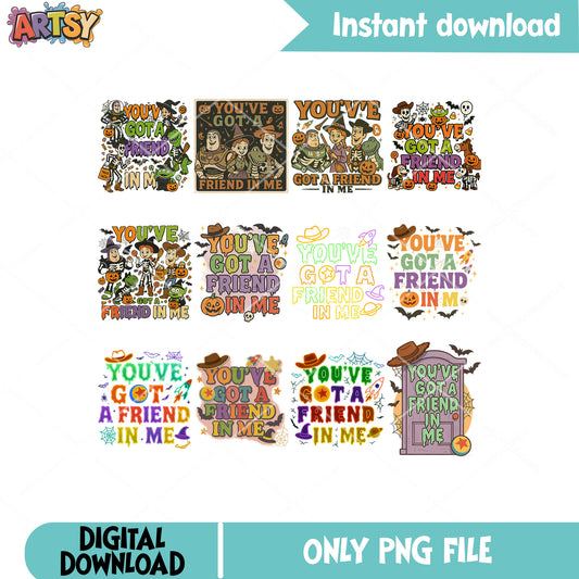 Got a friends in halloween png bundle, toy story halloween png