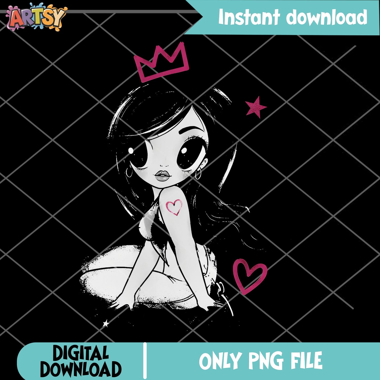 Goth Girl With Crown PNG, Dark Princess Clipart PNG, Emo Girl PNG