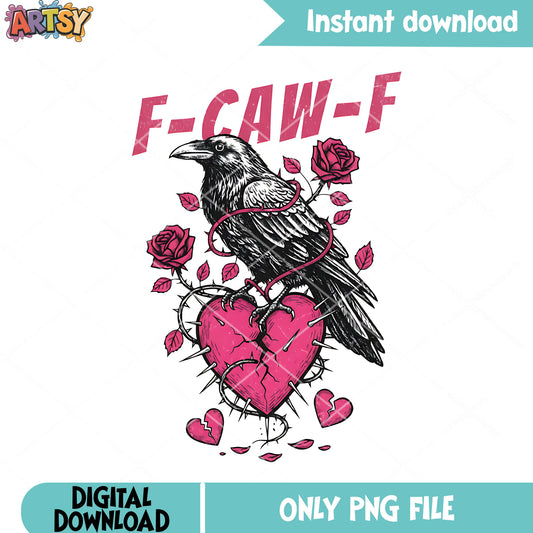 Gothic romance png, broken heart png, crow and roses png