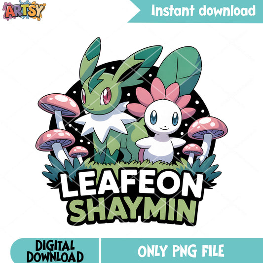 Grass eevee evolution poster png, pokemon shaymin png, pokemon leafeon png