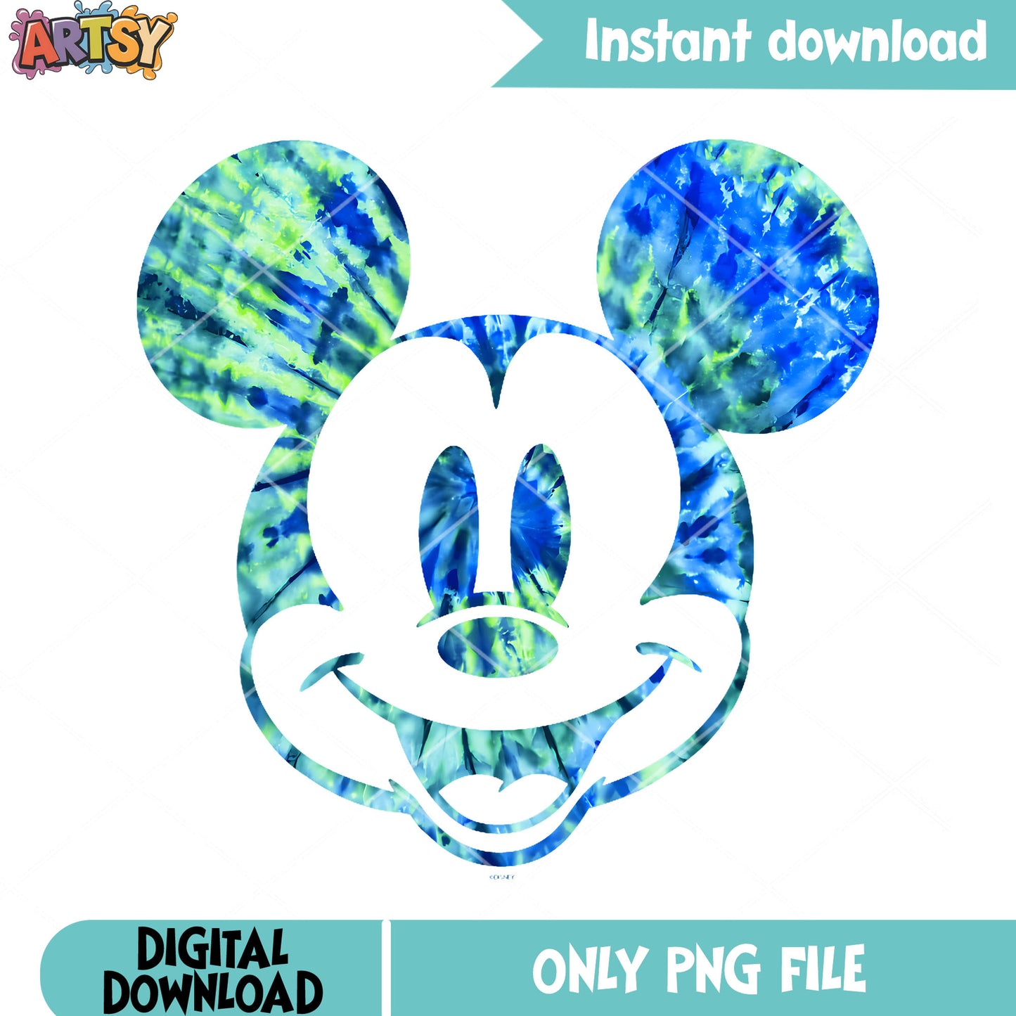 Green Tie Dye t shirt mouse png, disney png, mickey characters png
