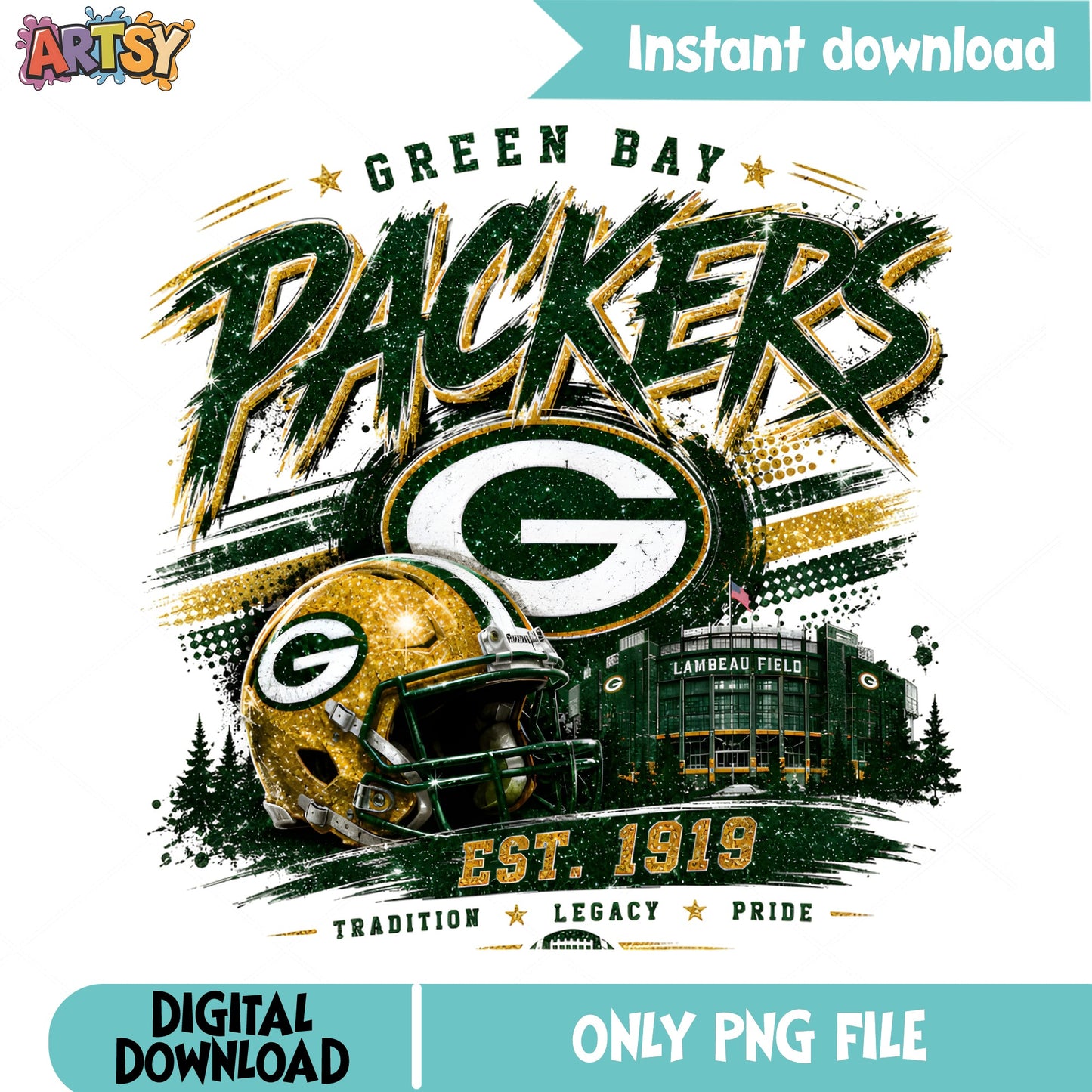 Green Bay Packers PNG, NFL Football Team Sublimation, Sport PNG