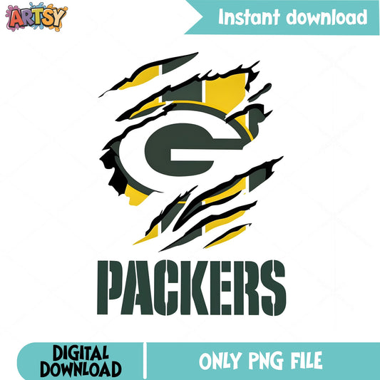 Green Bay Packers Ripped Claw PNG, NFL Football PNG, Packers PNG