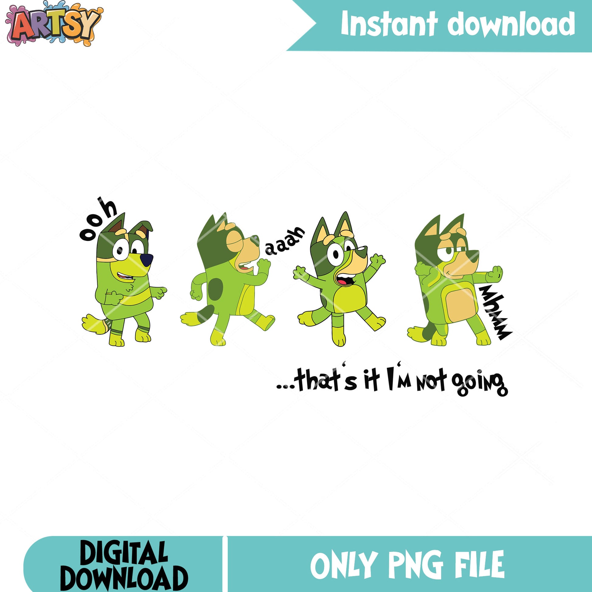 Green bluey christmas png, grinch costume png, bluey movie png