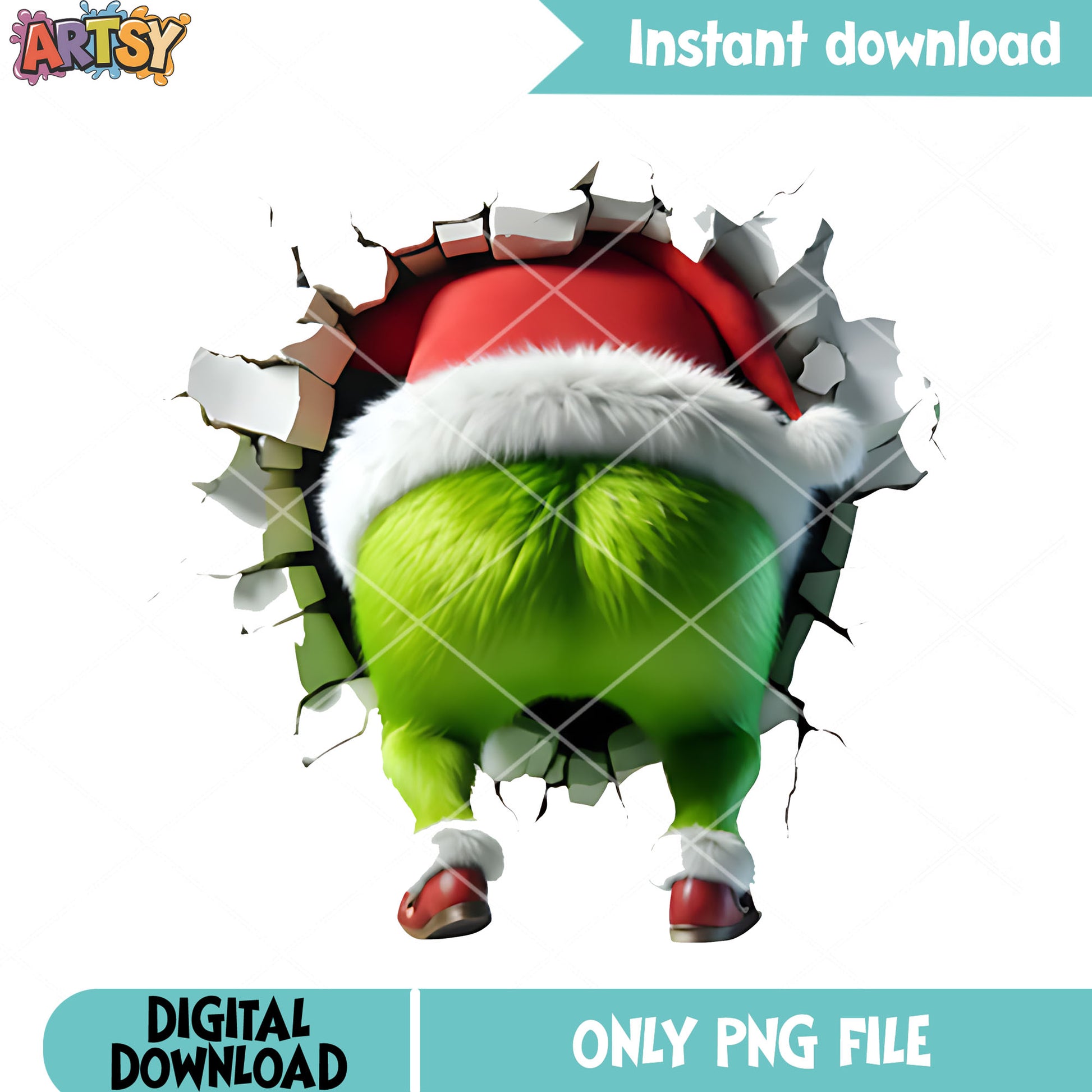 Green break wall png, santa png, how grinch stole the christmas​ png
