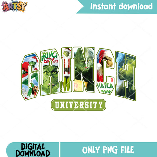 Green grinch man university png, the grinch png, merry christmas png