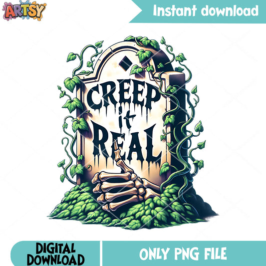 Green leaf skeleton hand png, creap it real png, halloween scary png