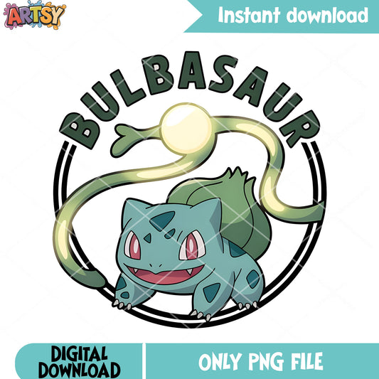 Green light bulbarsaur poster png, bulbasaur png, pokemon characters png