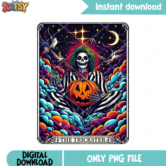 Green long hair Skeleton png, pinstripe suit png, halloween night png