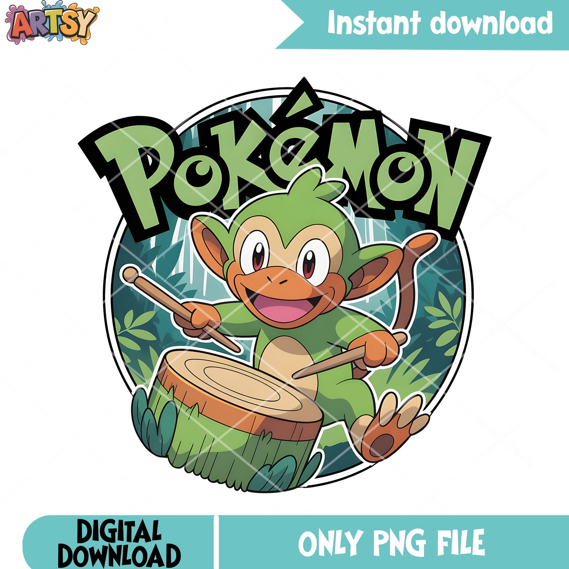 Green monkey pokemon png, pokemon grookey png, pokemon card png