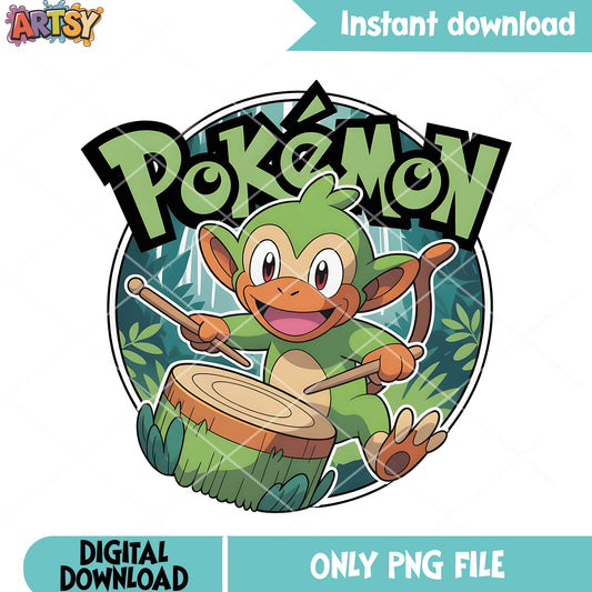 Green monkey pokemon png, pokemon grookey png, pokemon card png