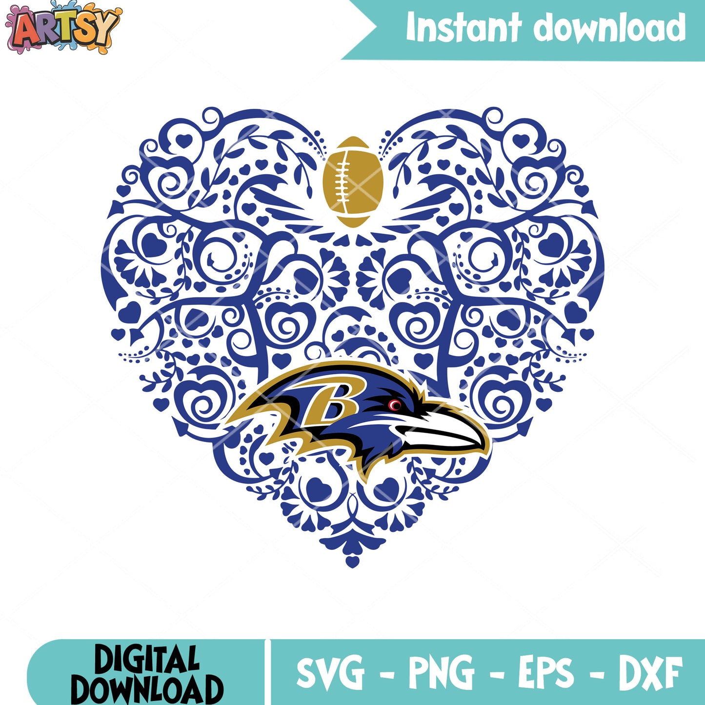 Gridiron football​ svg. baltimore ravens svg, heart shape​ svg